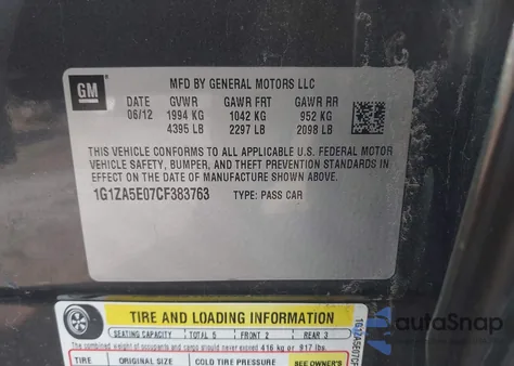 2012 Chevrolet Malibu Ls z USA, uszkodzony, nr VIN 1G1ZA5E07CF383763